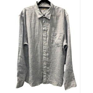 Faherty Linen Long Sleeve Button Down Blue Shirt Men's Size XXL Breathable